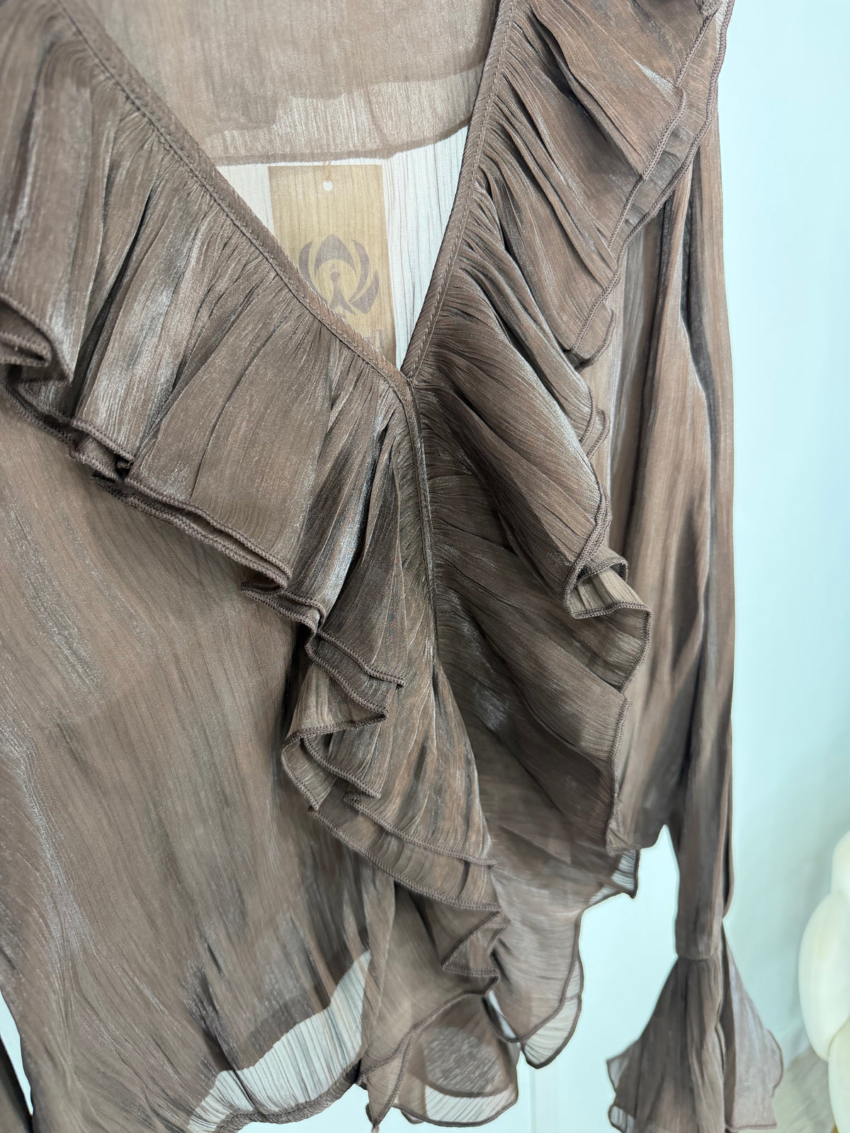 Blusa volantes marrón
