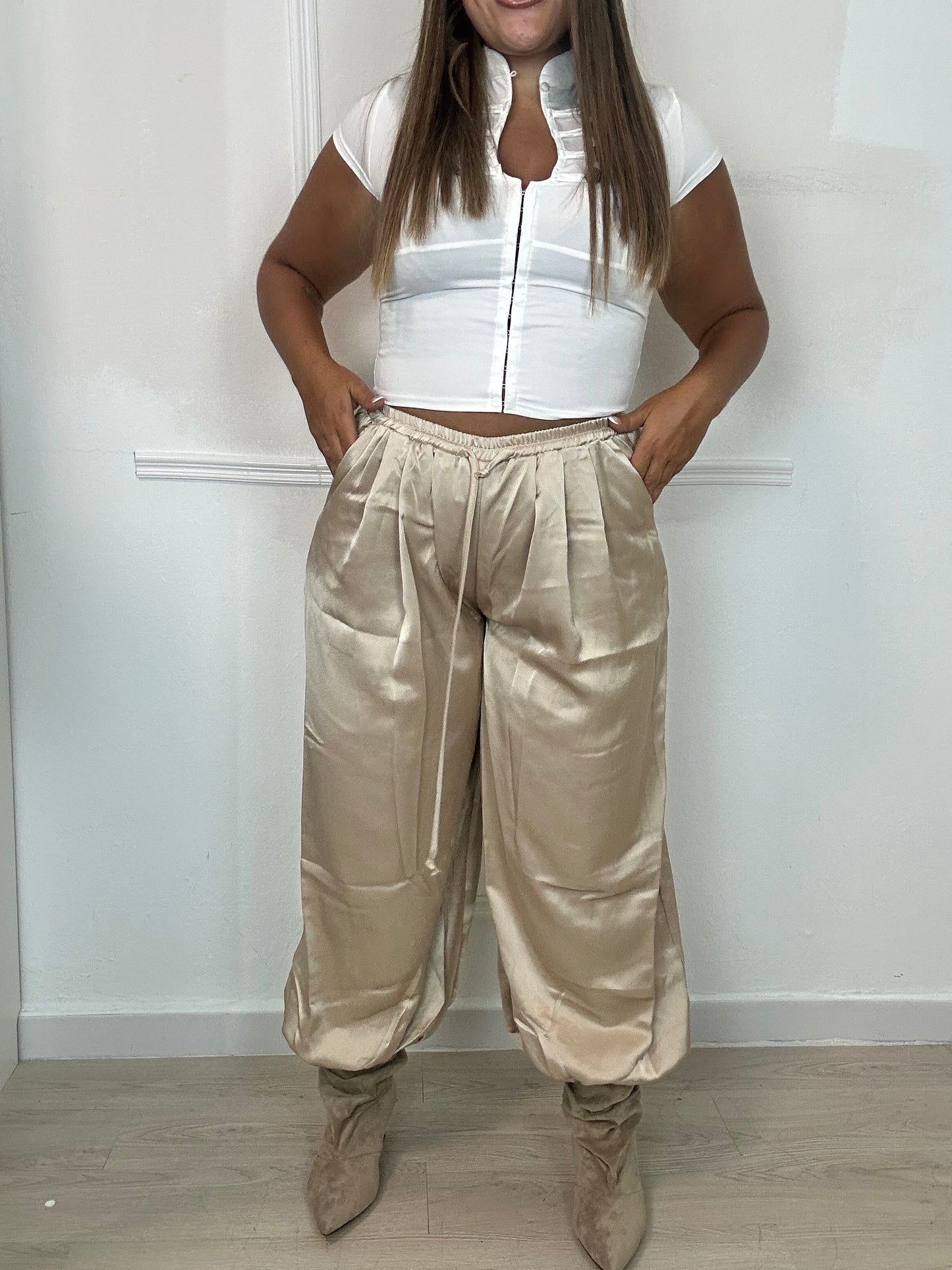 Pantalón glam beige