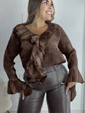 Blusa volantes marrón