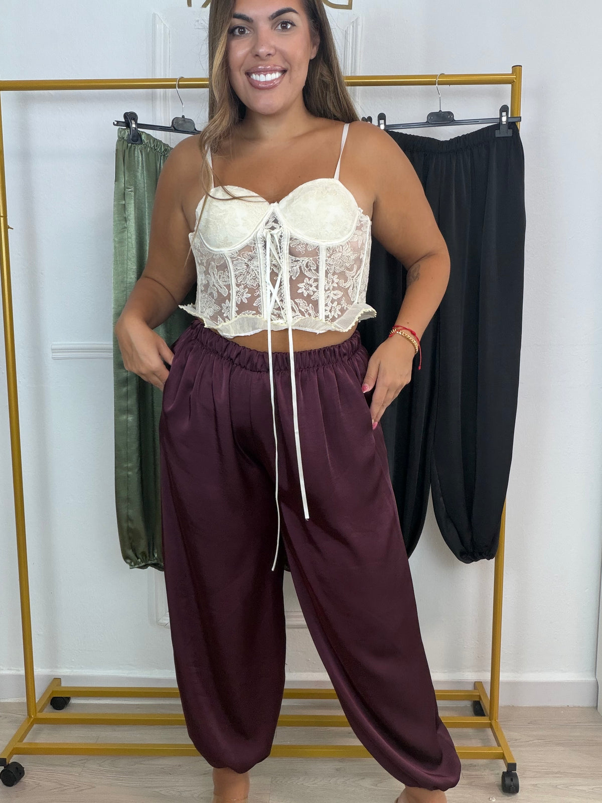 Pantalón bombacho raso
