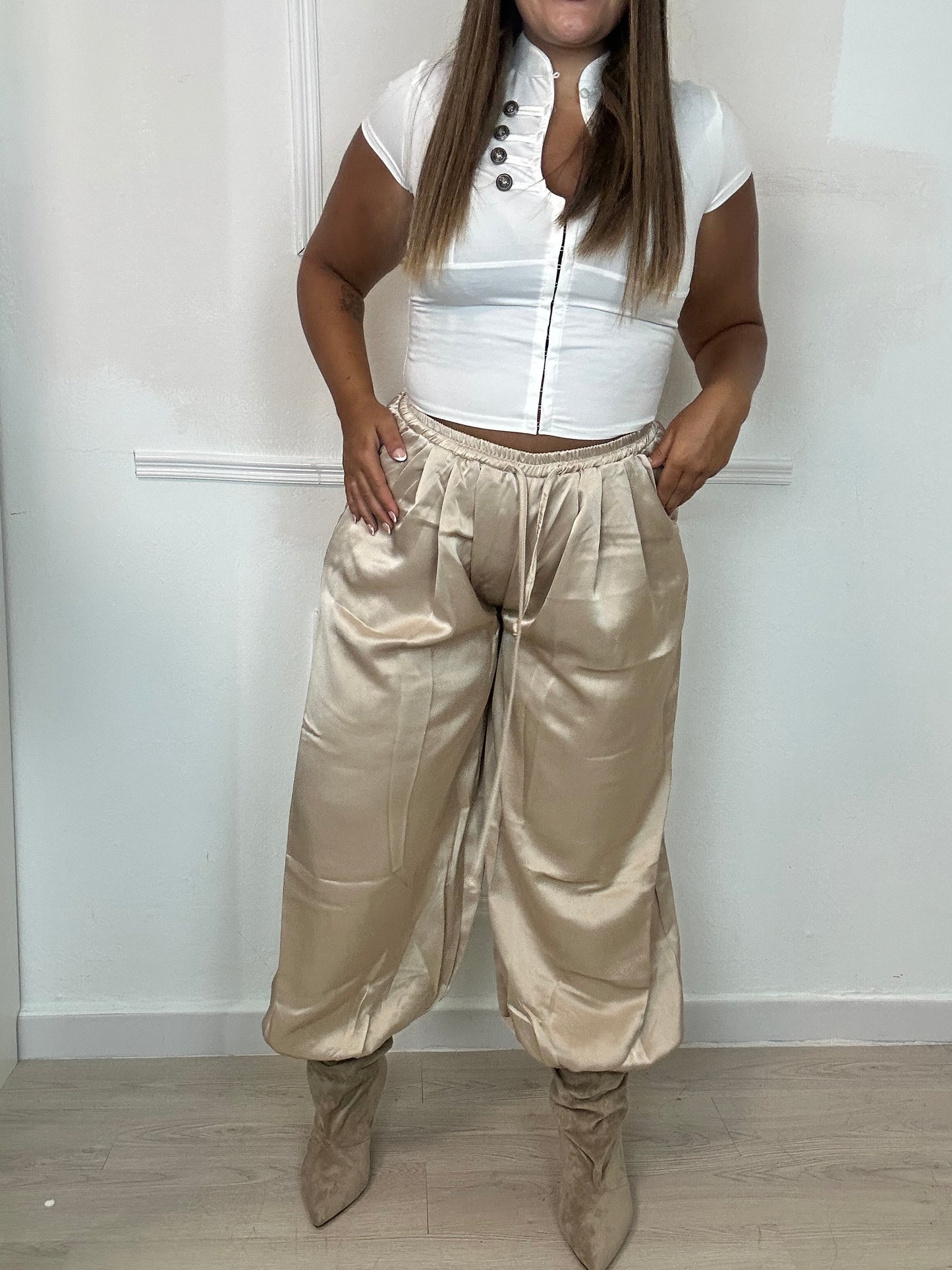 Pantalón glam beige