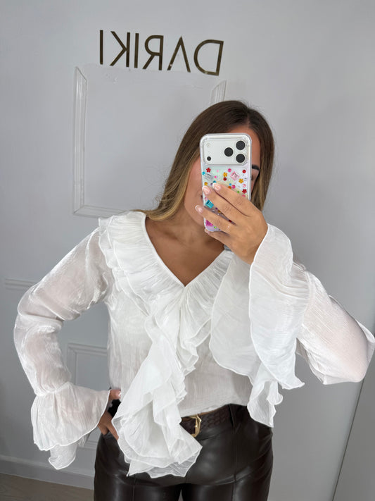 Blusa volantes blanca